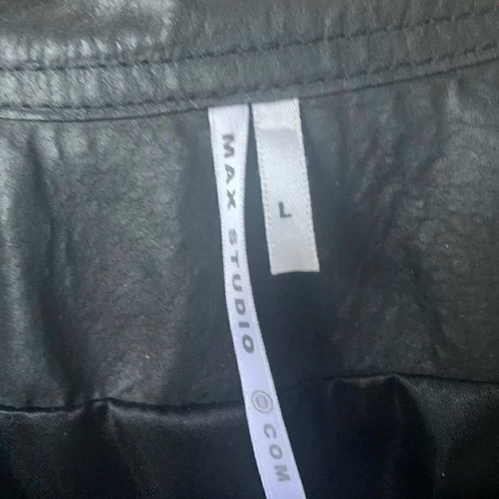 Max Studio Black Leather Jacket W/ Stitching - Picture 12 of 14